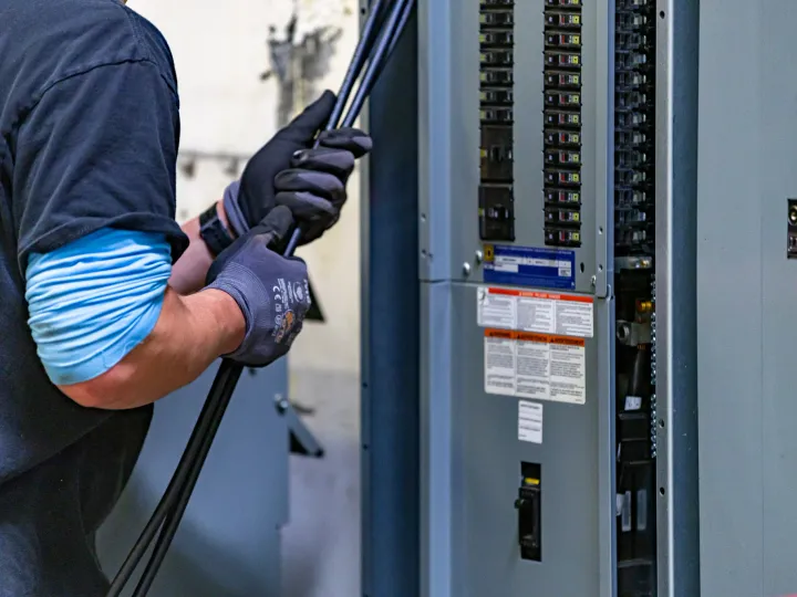 Phase 3 Electric commercial installation crew working on office buildout