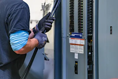 Phase 3 Electric commercial installation crew working on office buildout