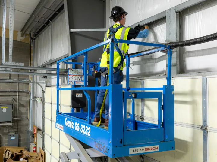 Industrial cable tray installation in commercial manufacturing facility, Snohomish County