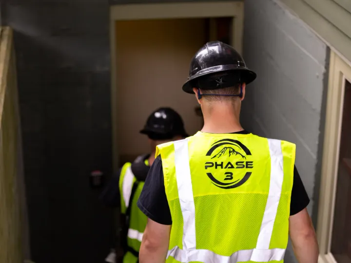 Phase 3 Electric crew arriving at a residential jobsite for electrical safety installation
