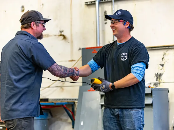 Phase 3 Electric team at commercial jobsite