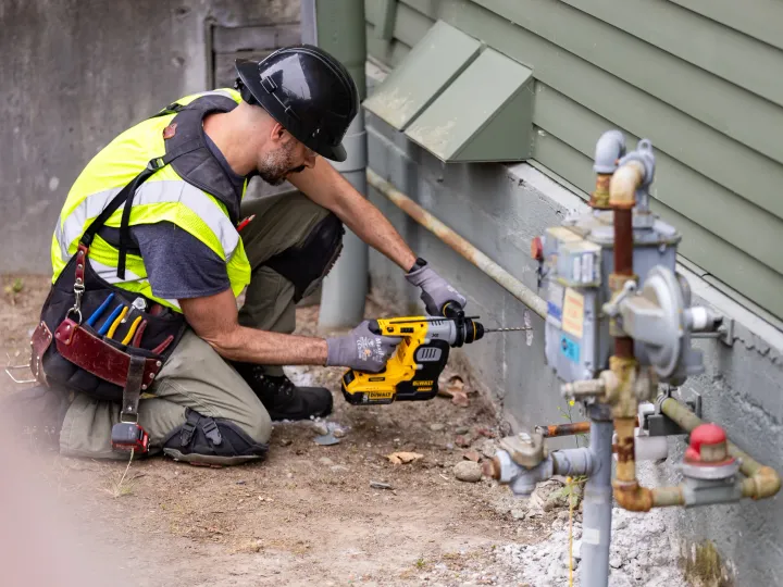 Professional electrician installing hot tub wiring in Monroe WA